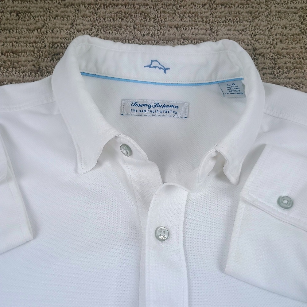Tommy Bahama San Lucio Stretch Button Down Island Zone Shirt Mens Large White